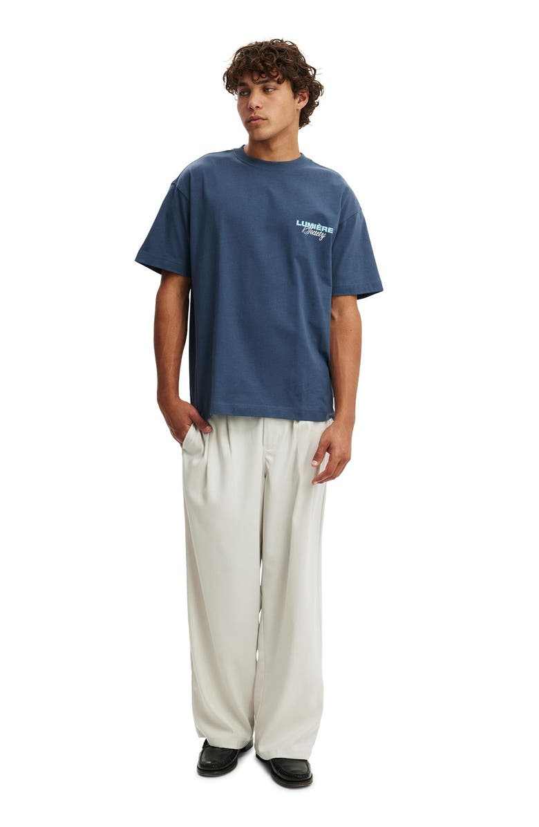 Cotton On Men
s Box Fit Text T-Shirt, Alternate, color, Moonlight Blue Lumiere