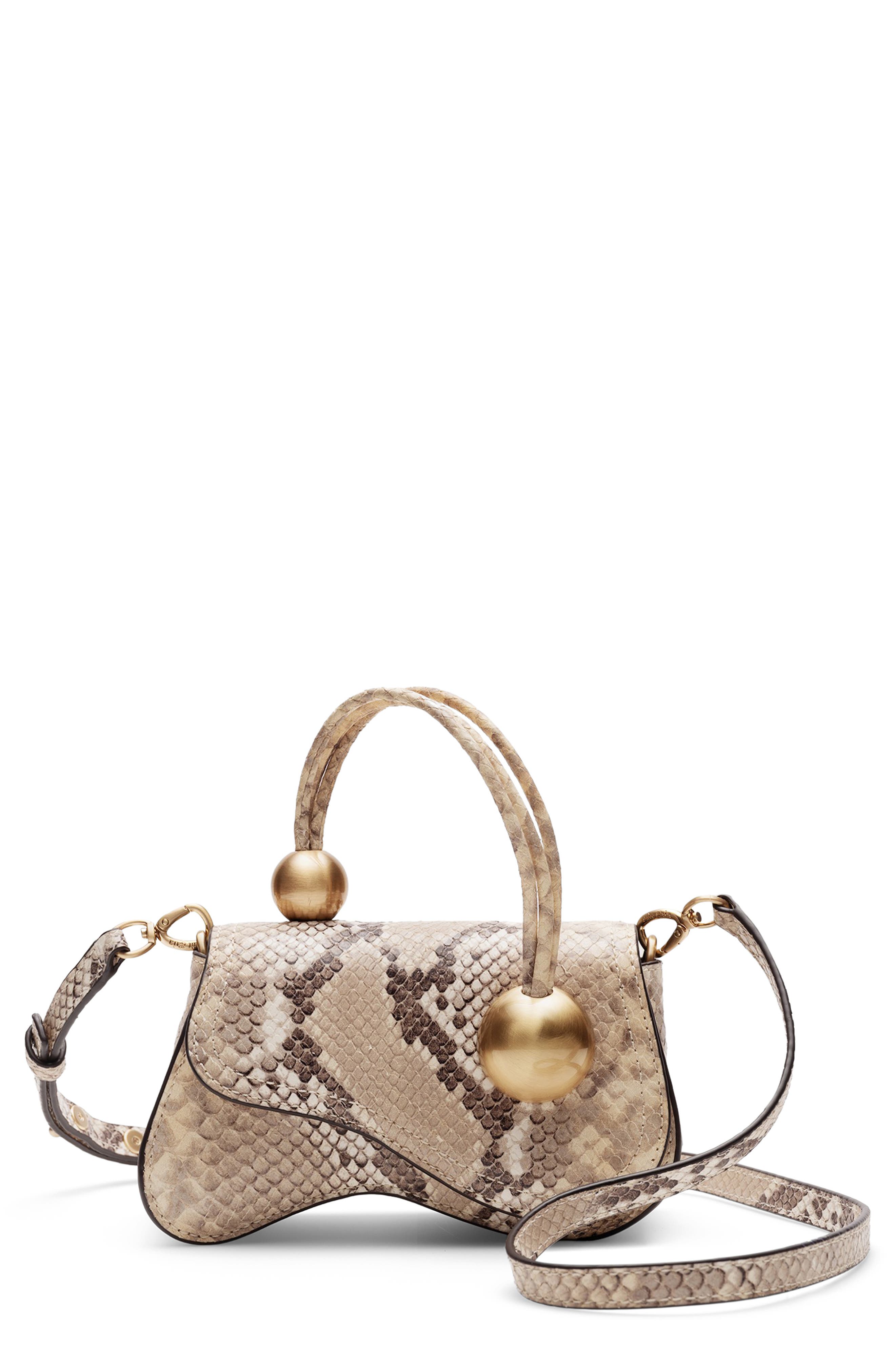 Kazia Nano Snake Embossed Leather Crossbody, Main, color, FADED PYTHON
