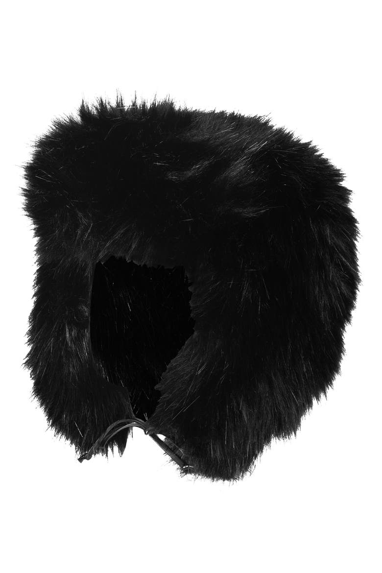 Faux Fur Hat, Main, color, BLACK