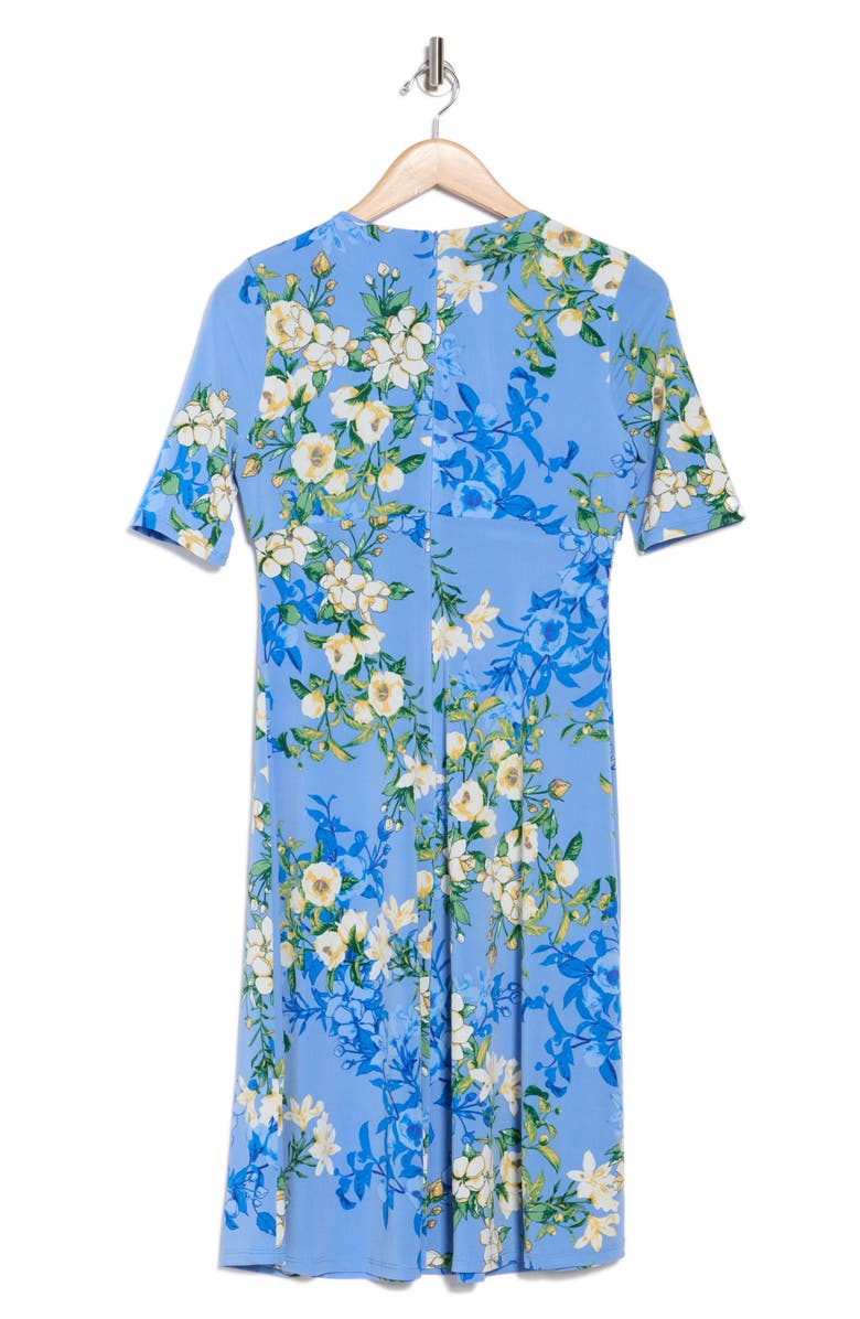 London Times Floral Keyhole Short Sleeve Midi Dress, Alternate, color,