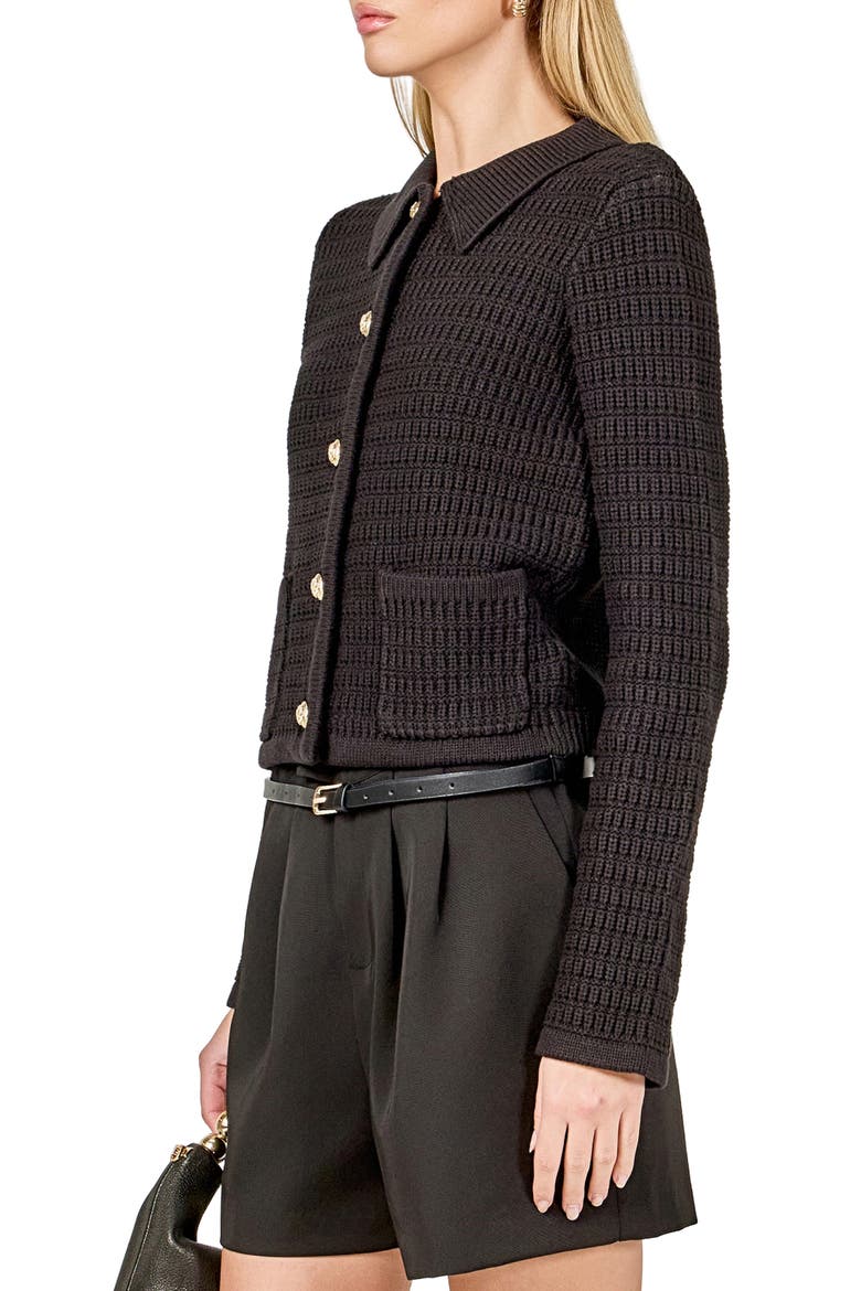 Collar Cardigan, Alternate, color, BLACK