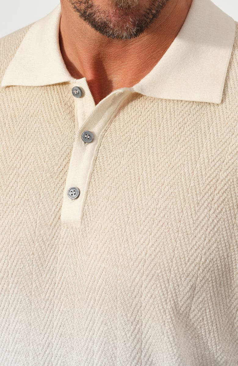 STUDIO GARNET LOS ANGELES Herringbone Dyed Cotton Knit Polo Sweater, Alternate, color, Oat