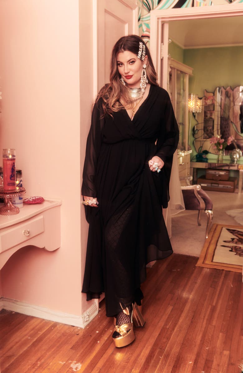 MEGHAN LA Sunset Long Sleeve Maxi Dress, Alternate, color, Black