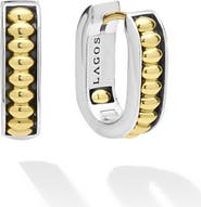 LAGOS Two-Tone Linear Huggie Hoop Earrings
