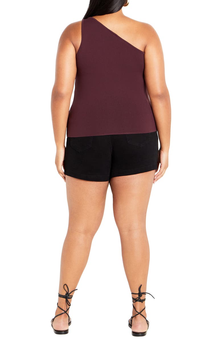 City Chic Louisa One-Shoulder Knit Tank, Alternate, color, Chocolate