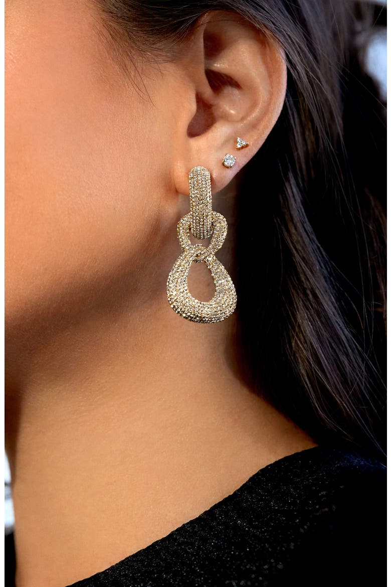 Gemma Pavé Crystal Link Drop Earrings, Alternate, color, GOLD