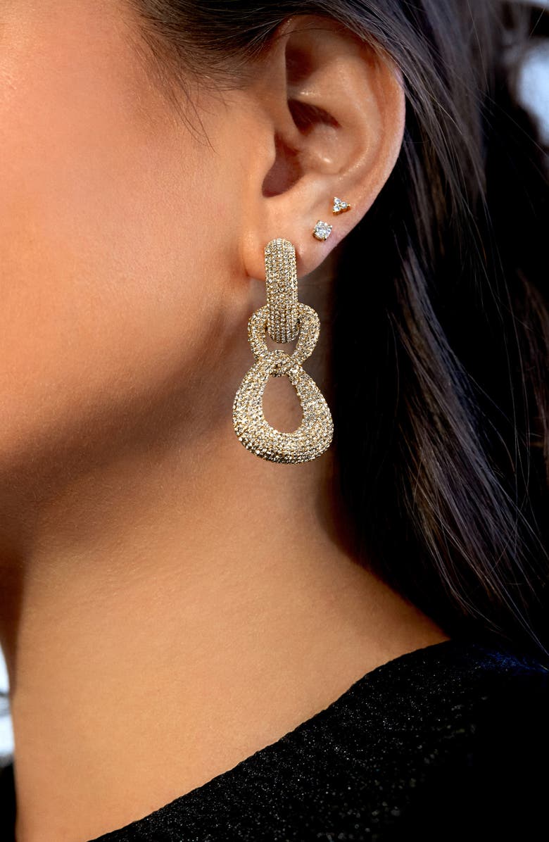 BaubleBar Gemma Pavé Crystal Link Drop Earrings, Alternate, color, Gold