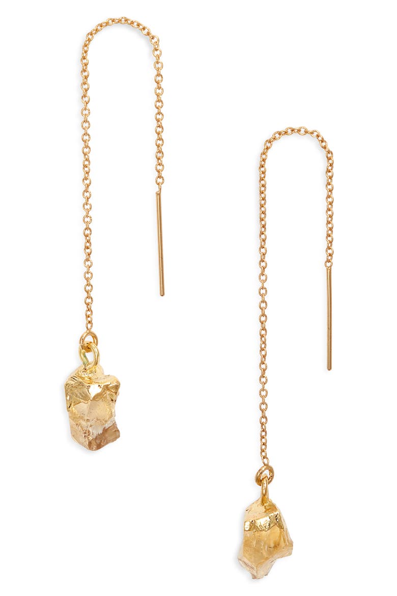 Aya Citrine Threader Earrings, Main, color, GOLD