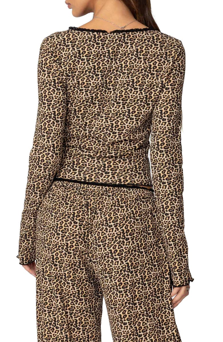 EDIKTED Lue Leopard Print Long Sleeve Top, Alternate, color, Mix