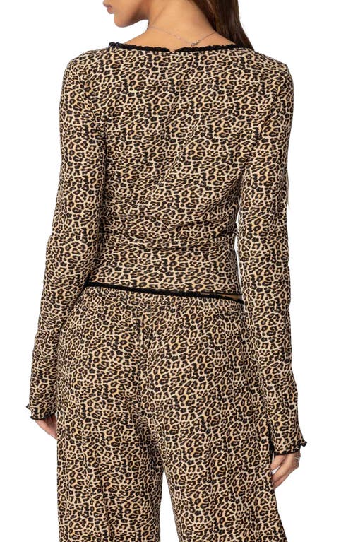 EDIKTED EDIKTED LUE LEOPARD PRINT LONG SLEEVE TOP 