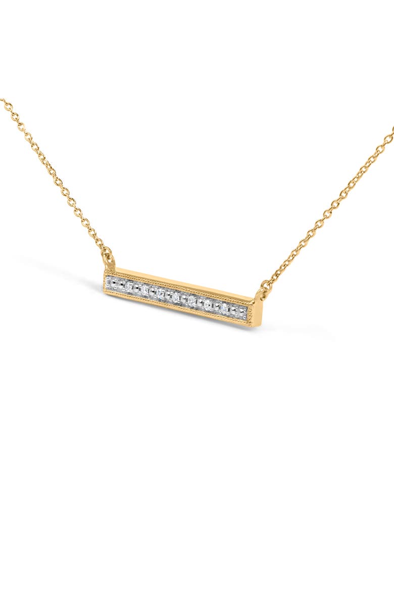 Yellow Gold Plated Diamond Accent Bar Pendant Necklace, Alternate, color, Silver