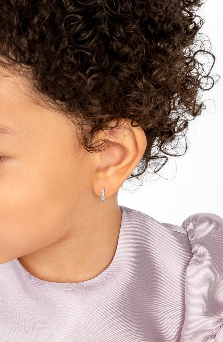 Tiny Blessings Sterling Silver 9mm Timeless Pave Huggie Hoop Earrings, Alternate, color, Sterling Silver