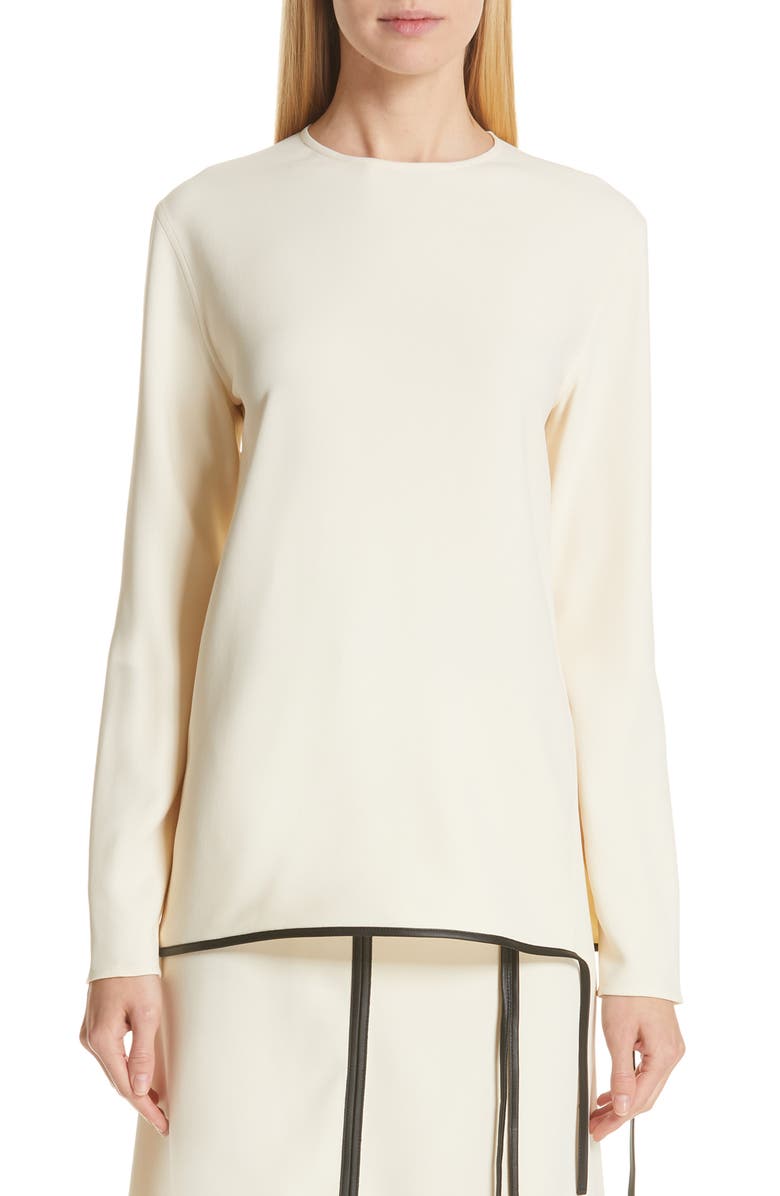 Victoria Beckham Leather Trim Top, Main, color, 