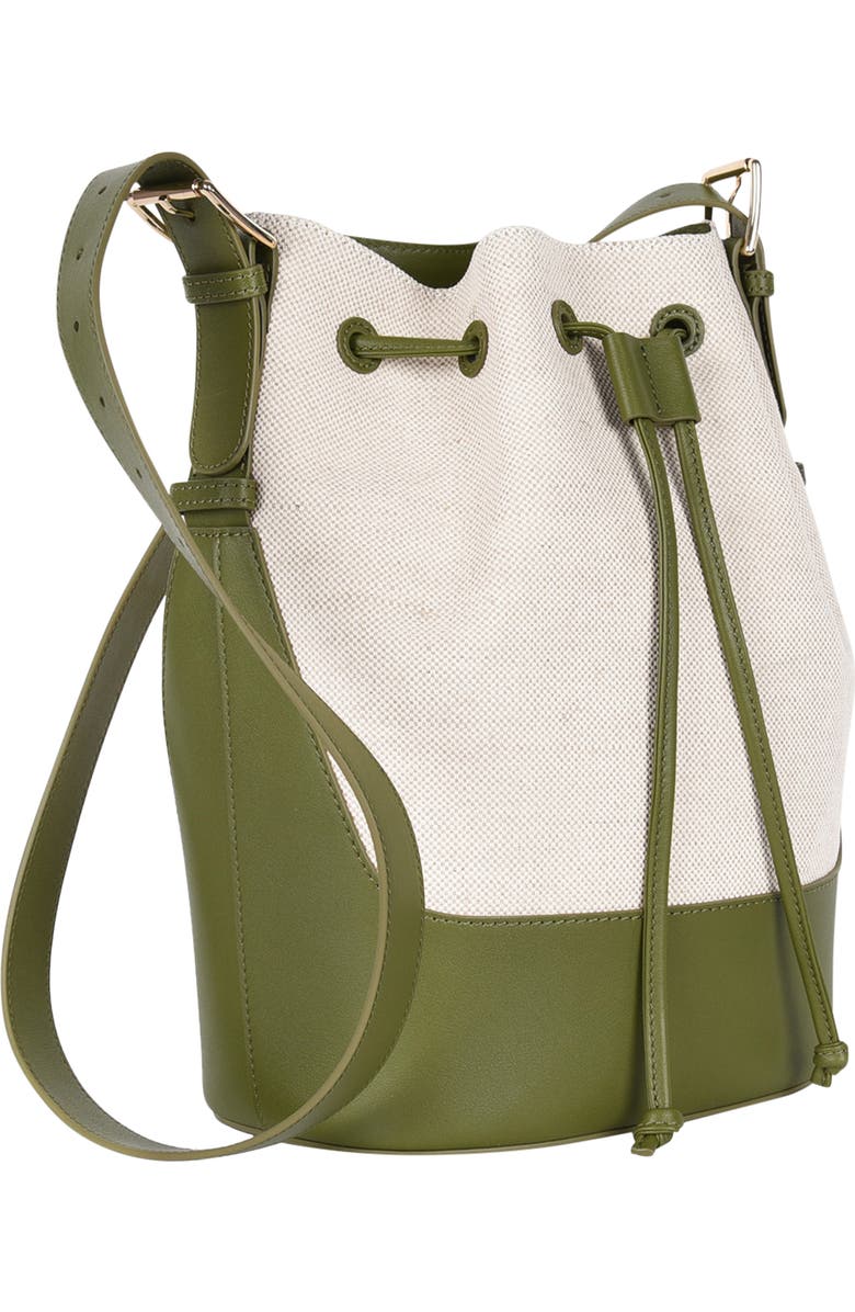 HYER GOODS Canvas and Upcycled Leather Everyday Cinch Bucket Bag, Alternate, color,