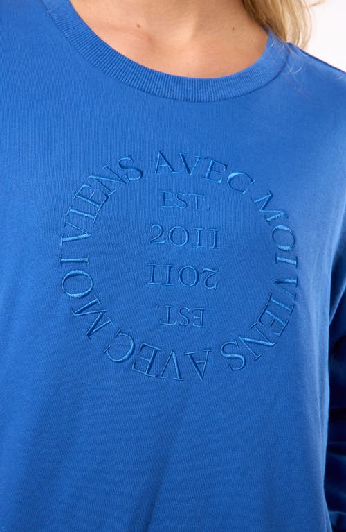 Viens Avec Moi The Lakeside Set Cotton Graphic Sweatshirt In Blue
