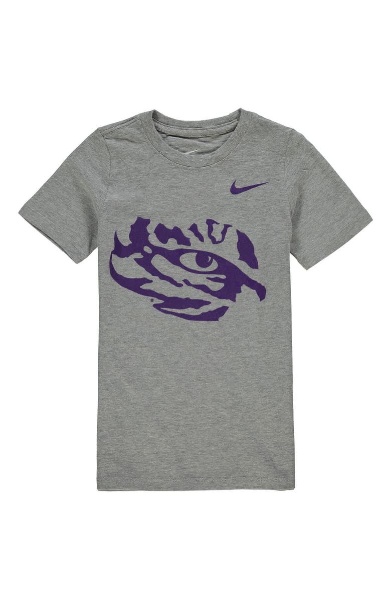 Nike Preschool Nike Charcoal LSU Tigers Logo T-Shirt, Main, color, Heather Gray