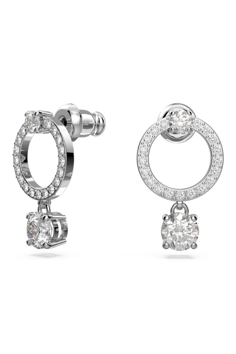 Constella Swarovski Crystal Circle Stud Earrings, Alternate, color, SILVER / CLEAR CRYSTAL