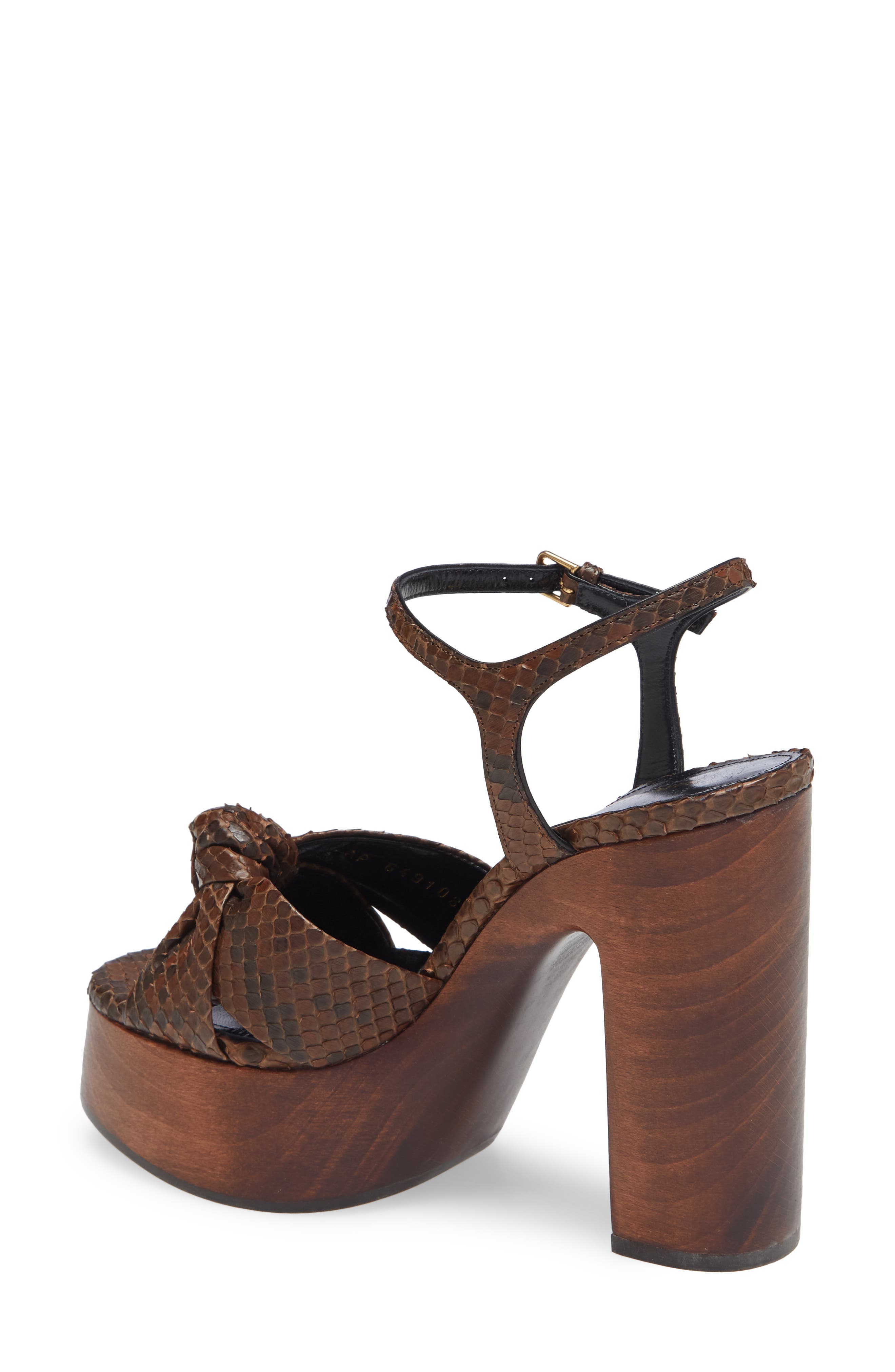 Saint Laurent Bianca Genuine Python Platform Sandal, Alternate, color, 