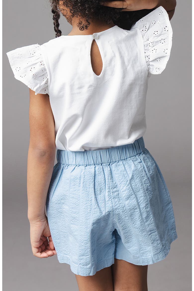 Kids' Organic Seersucker Pull-On Short, Alternate, color, Bluebell