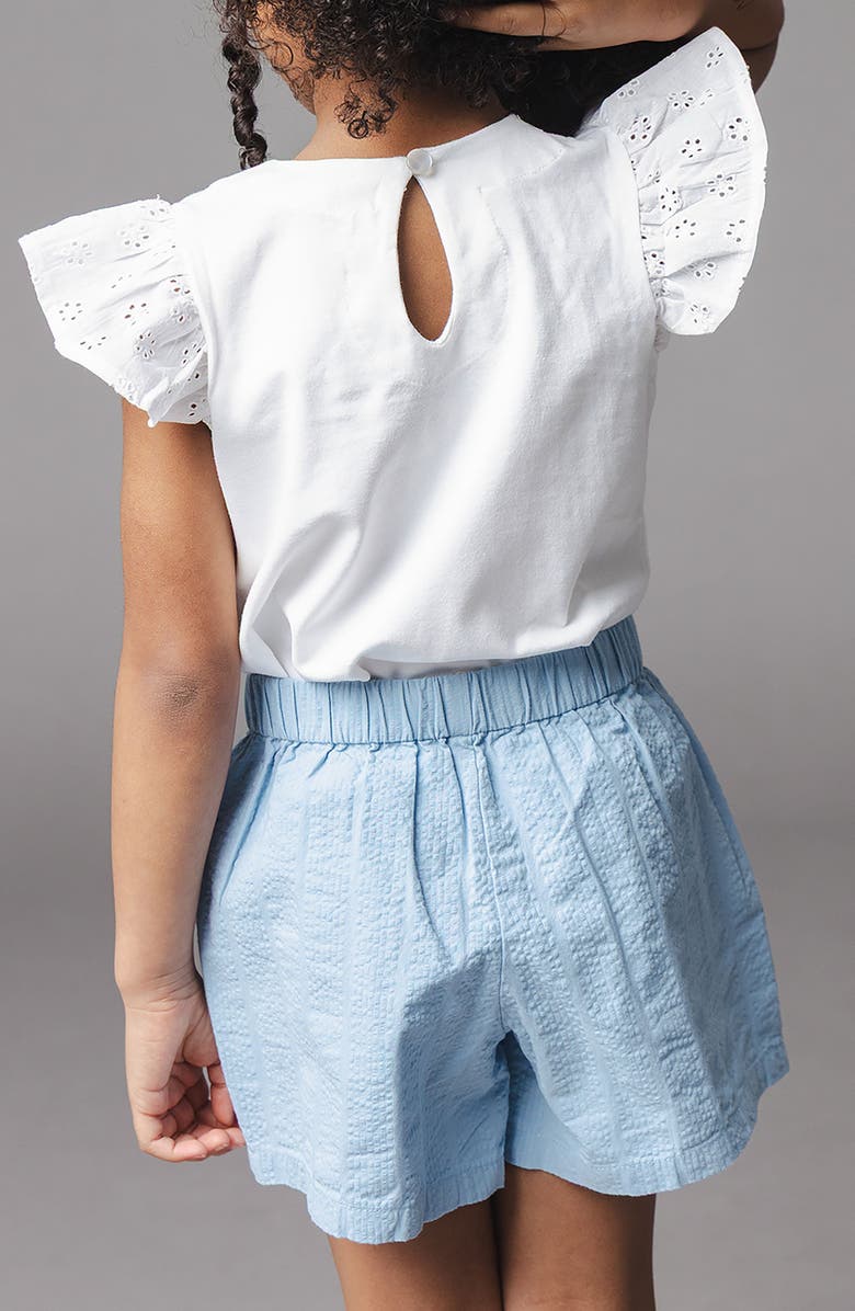 Hope & Henry Kids' Organic Seersucker Pull-On Short, Alternate, color, Bluebell