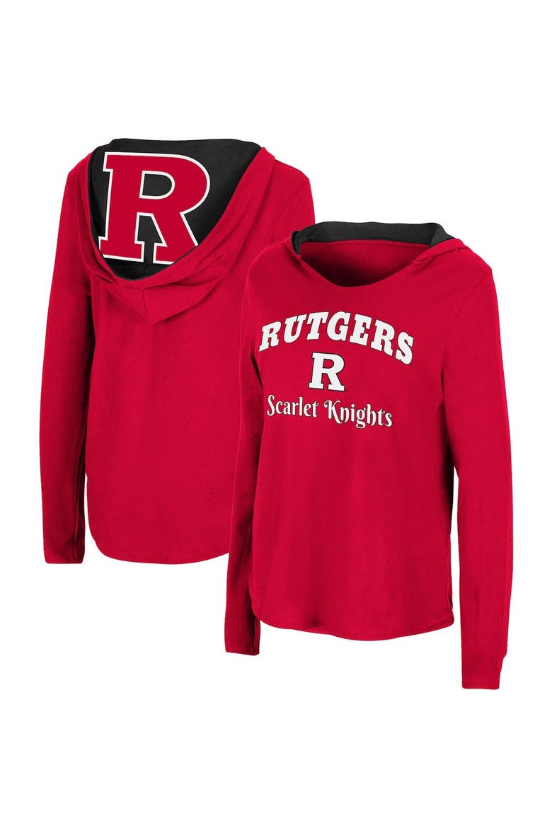 Women's Colosseum Scarlet Rutgers Scarlet Knights Catalina Hoodie Long Sleeve T-Shirt, Main, color, Scarlet