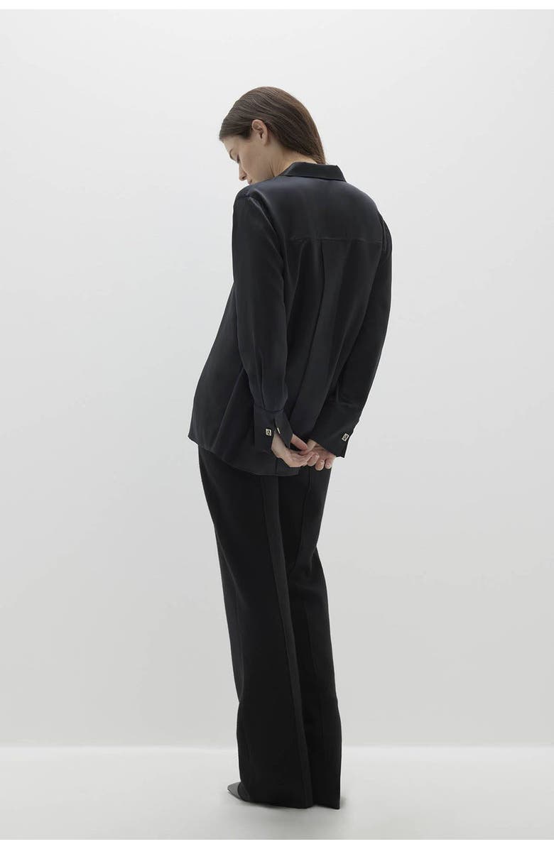 NAKED CASHMERE Suvi Silk Button-Up Shirt, Alternate, color, Black