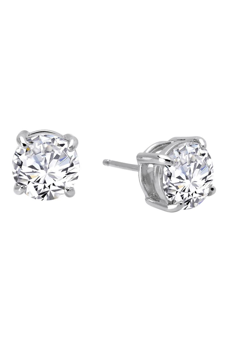 Simulated Diamond Stud Earrings, Main, color, SILVER/ CLEAR