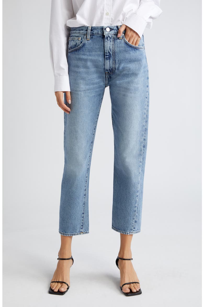 Twisted Seam Organic Cotton Straight Leg Jeans, Main, color, WORN BLUE