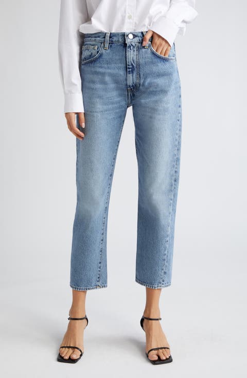 Twisted Seam Organic Cotton Straight Leg Jeans (Worn Blue)