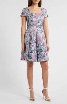 Tahari ASL Floral Brocade Fit & Flare Dress