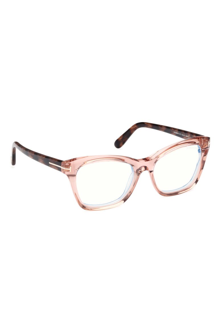 53mm Cat Eye Blue Light Blocking Optical Glasses, Alternate, color, PINK VINTAGE ROSE HAVANA