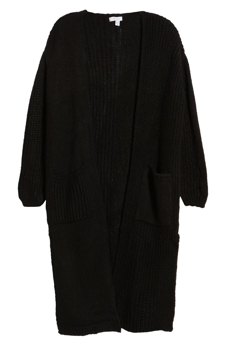 Topshop Mixed Stitch Longline Cardigan, Alternate, color, 