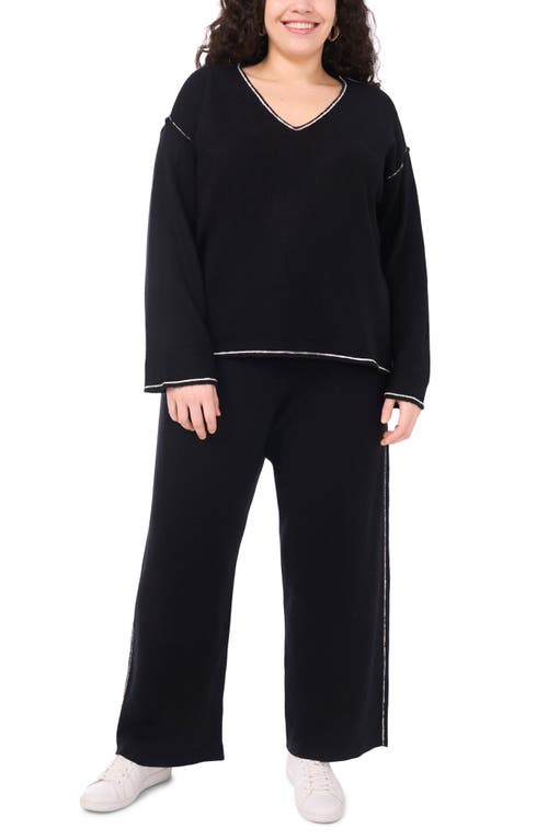 Vince Camuto Tipped V-neck Sweater In Black