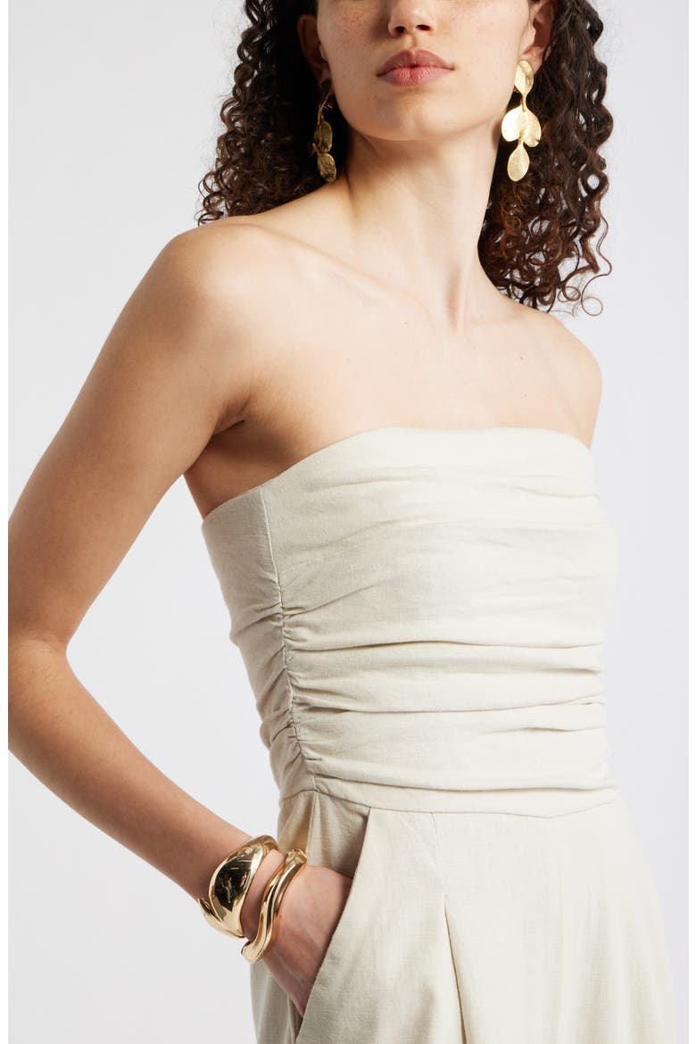 Strapless Linen Blend Jumpsuit, Alternate, color, BEIGE OATMEAL
