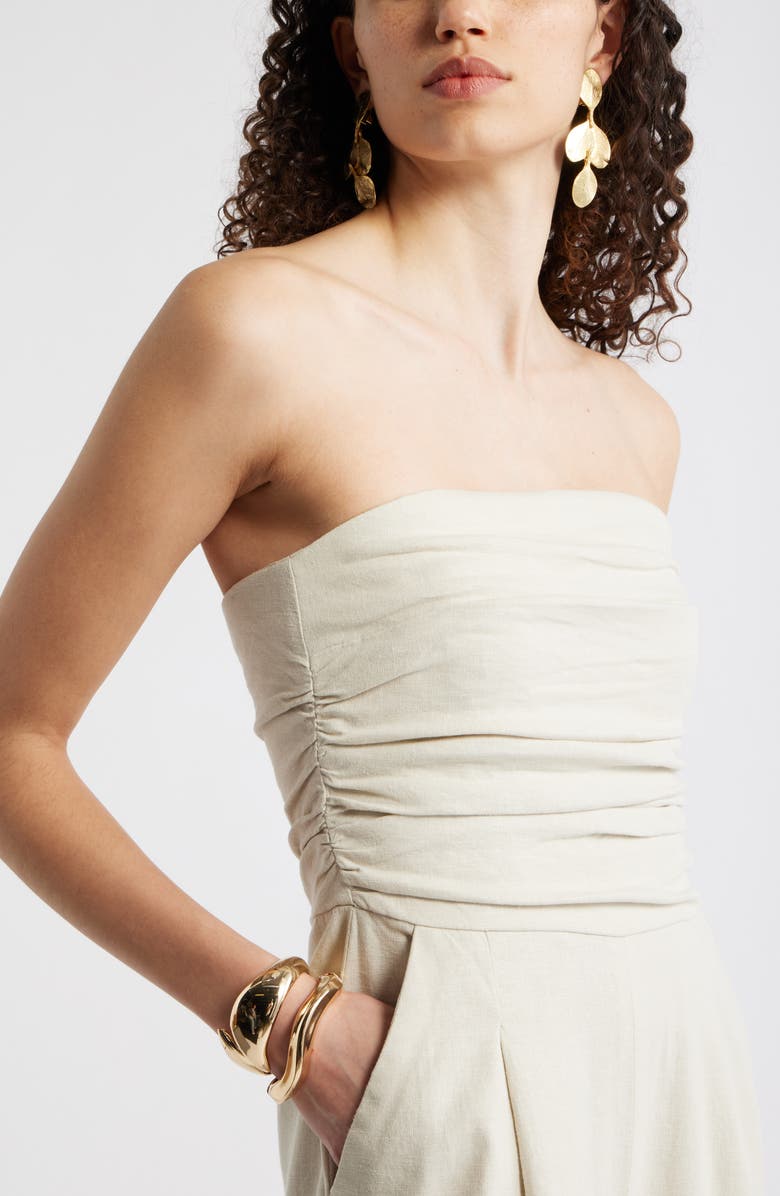 Nordstrom Strapless Linen Blend Jumpsuit, Alternate, color, Beige Oatmeal