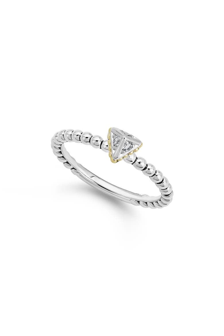 KSL Diamond Pyramid Stacking Ring, Main, color, SILVER/ DIAMOND