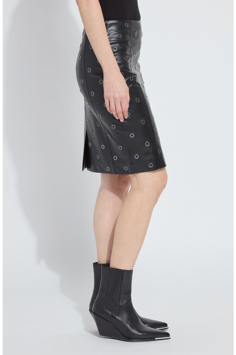 Leonette Grommet Faux Leather Skirt, Alternate, color, BLACK