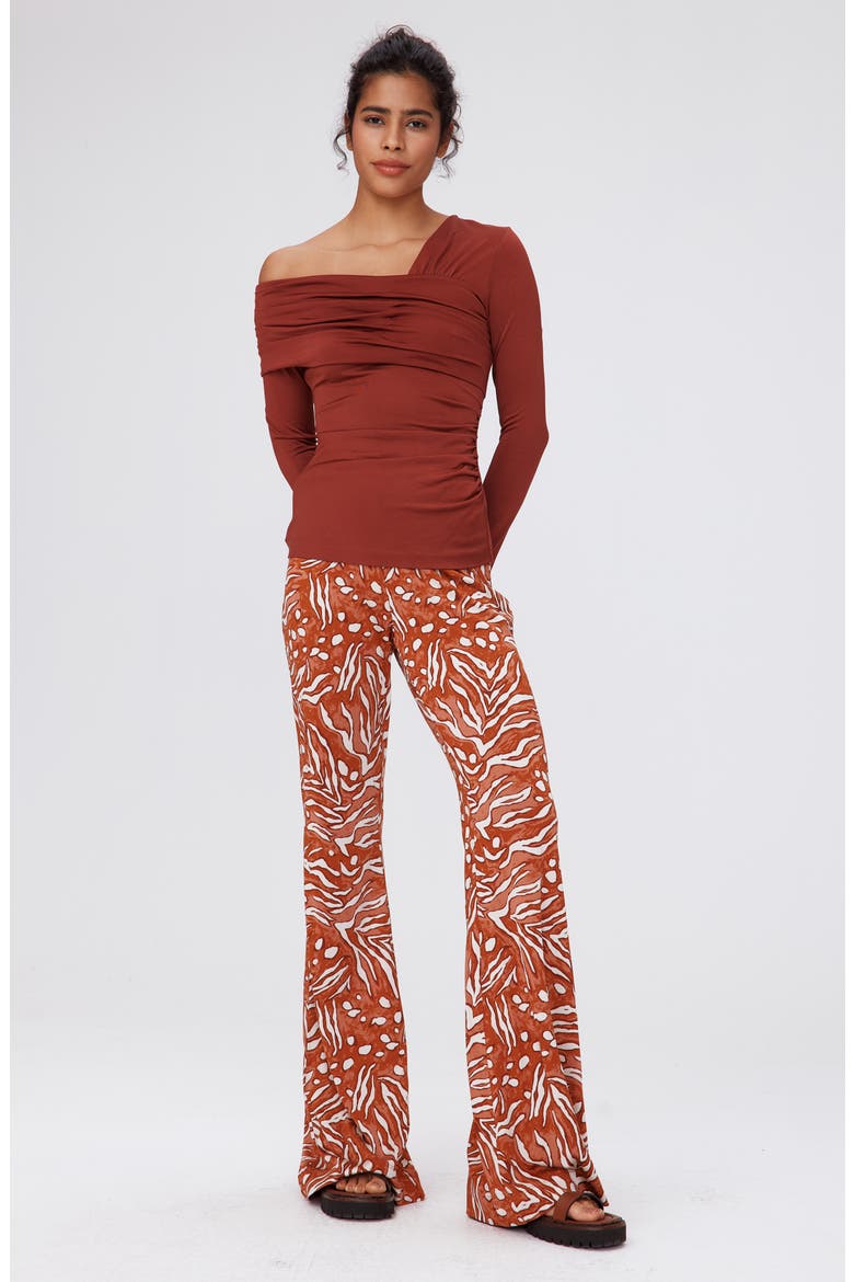 Dolores Ruched One-Shoulder Top, Alternate, color, CHESTNUT