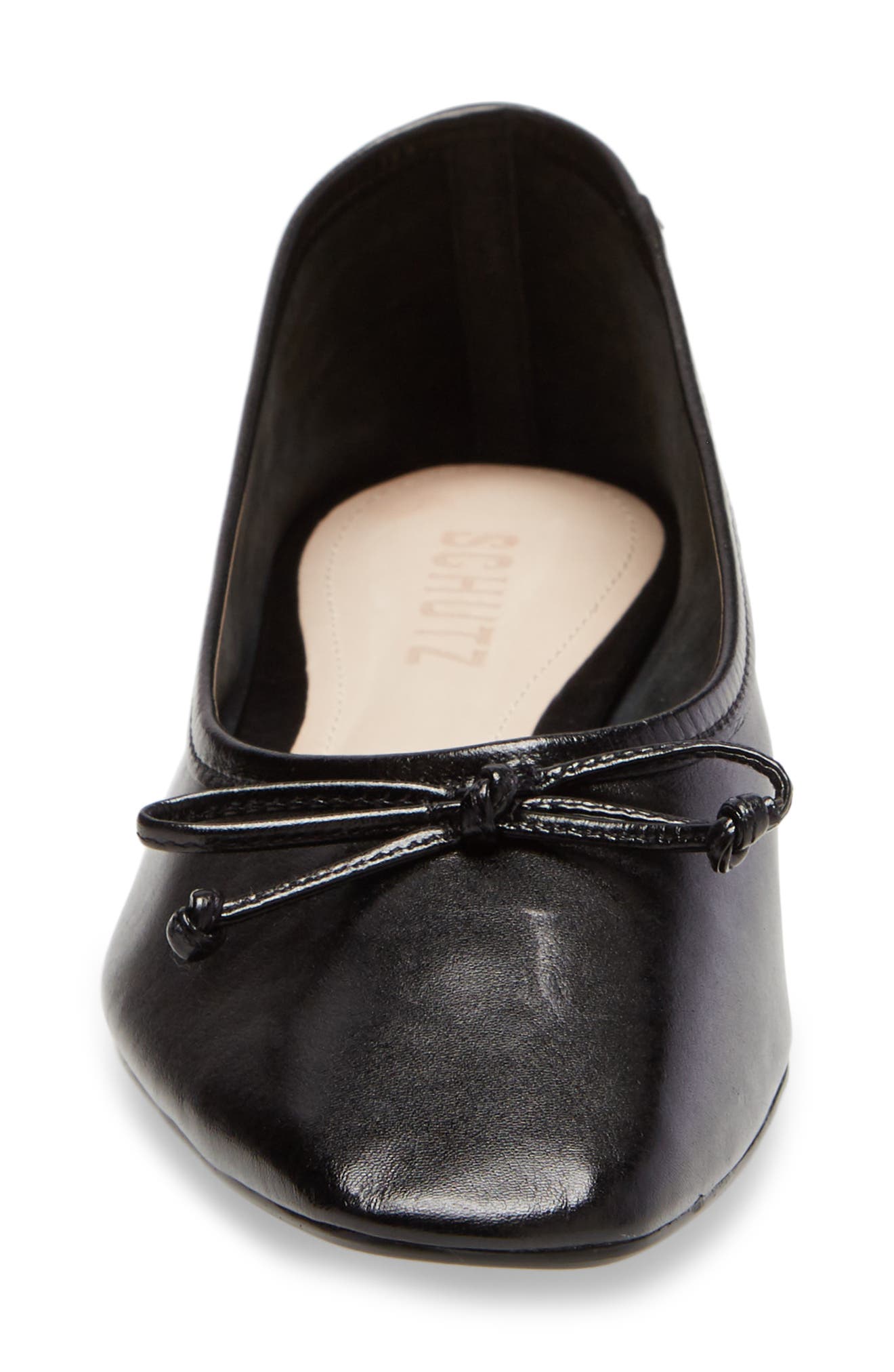 Schutz Arissa Square Toe Ballet Flat, Alternate, color, Black Leather