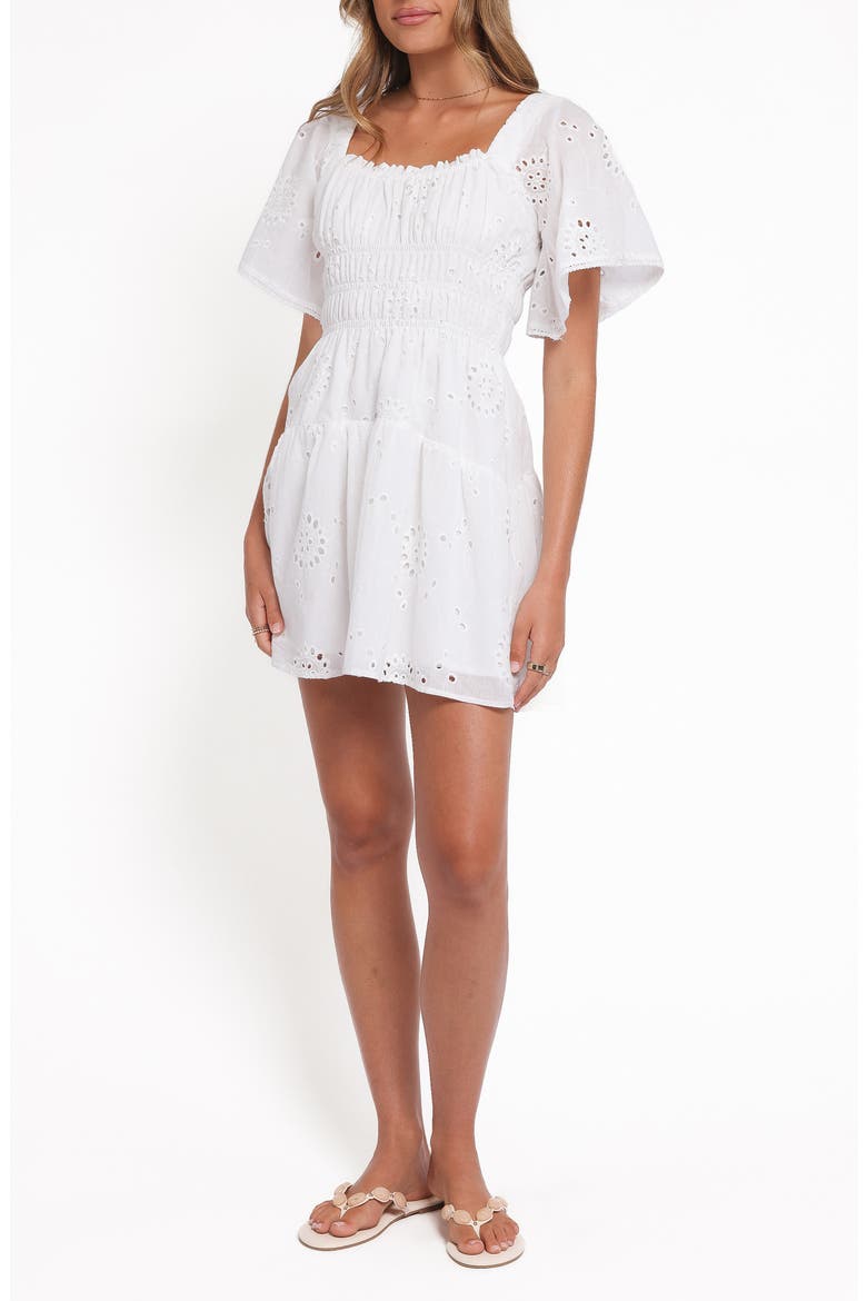 Tierney Eyelet Cotton Minidress, Main, color, WHITE