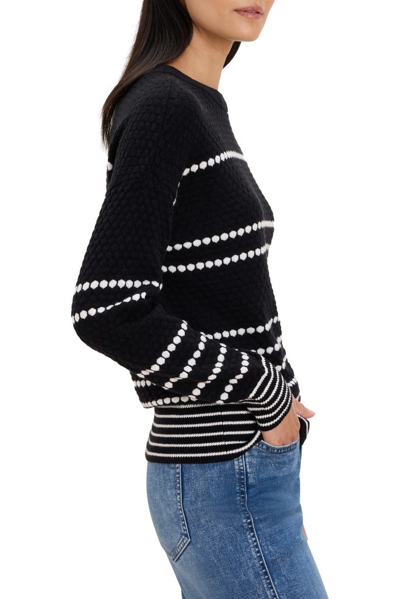 Circle Around Dotted Stripe Cotton Blend Sweater, Alternate, color, BLACK MULTI