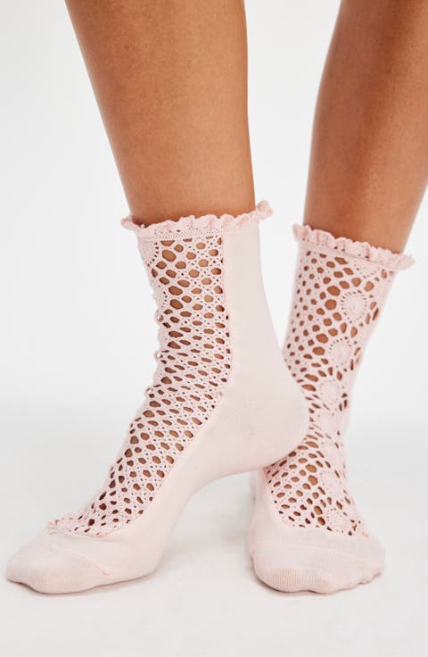 Rubies Crochet Inset Crew Socks