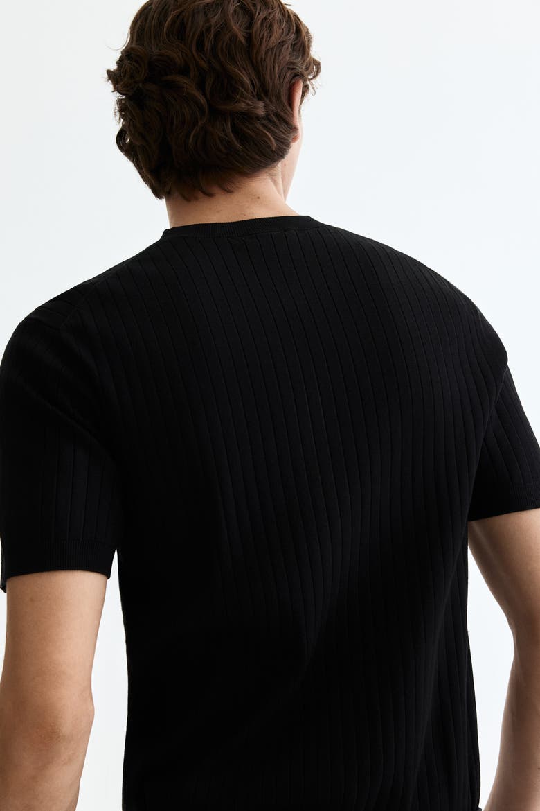 Slim Fit Knitted T-shirt, Alternate, color, Black