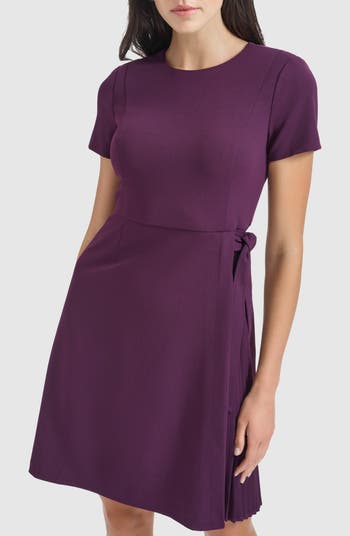 Side Tie Pleated A-Line Dress