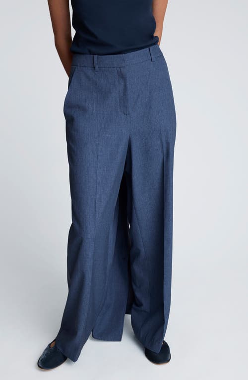 Kenneth Cole High Waist Wide Leg Boyfriend Pants In Blue