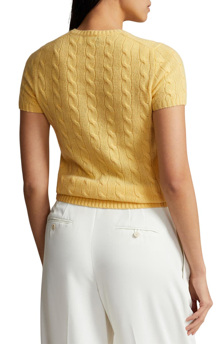 Polo Ralph Lauren Short Sleeve Wool & Cashmere Cable Knit Sweater, Alternate, color,