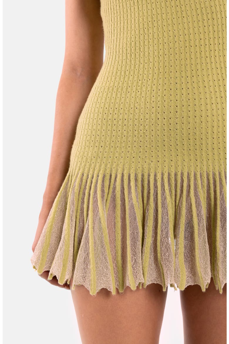 Pleated Knit Dress, Alternate, color, GREEN