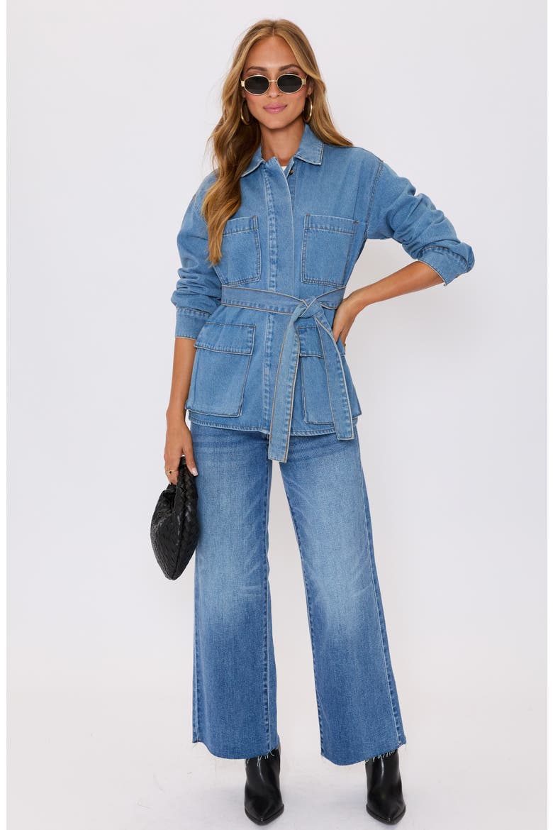 Blair Belted Denim Jacket, Alternate, color, DENIM BLUE