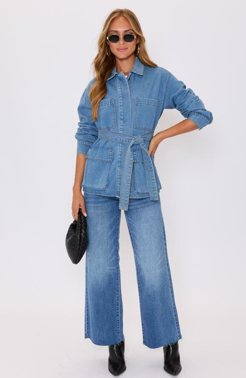 Vici Collection Blair Belted Denim Jacket In Multi