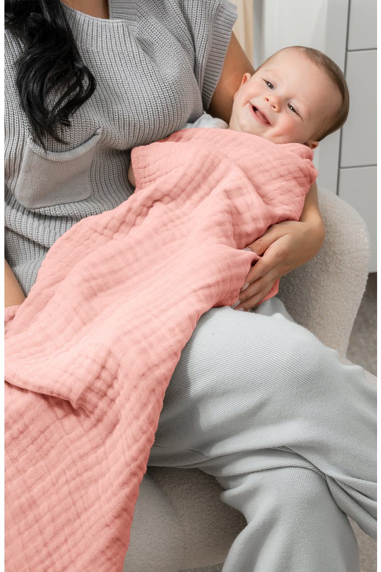 Baby Muslin Blanket, Alternate, color, Bold Blush